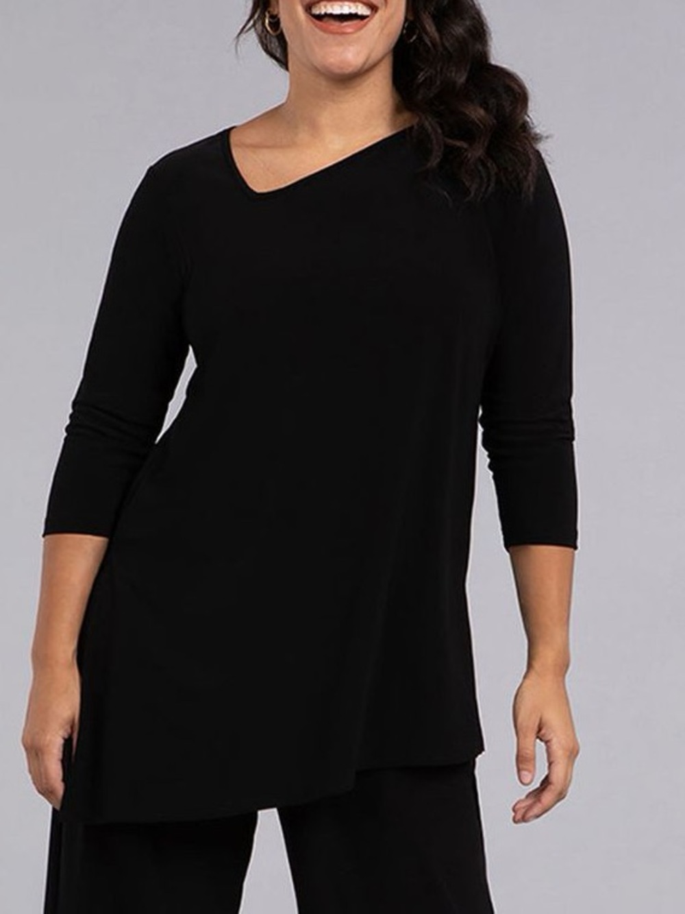 Sympli Angle asymmetrical black tunic top 💜